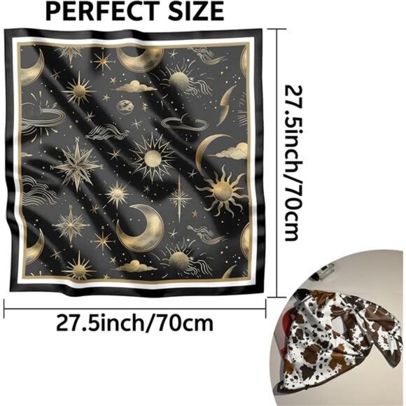 2 PCS Scarf Silk Feeling Square Satin Headwear Hair Scarves Wrap 27.5 Inches - Picture 2 of 8